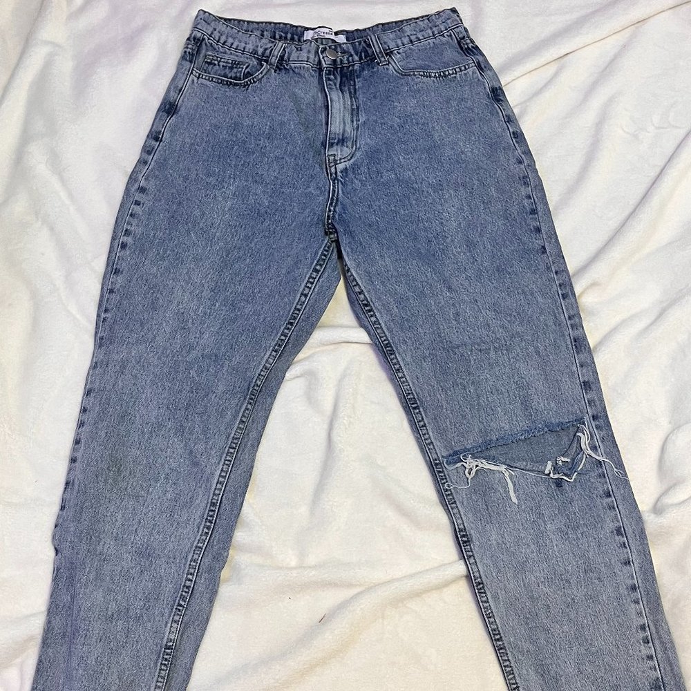 Straight Leg Ripped Jeans